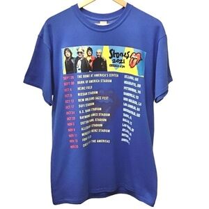 Rolling Stones T Shirt Size Large Men’s 2021 Concert Tour Tee Unisex Blue